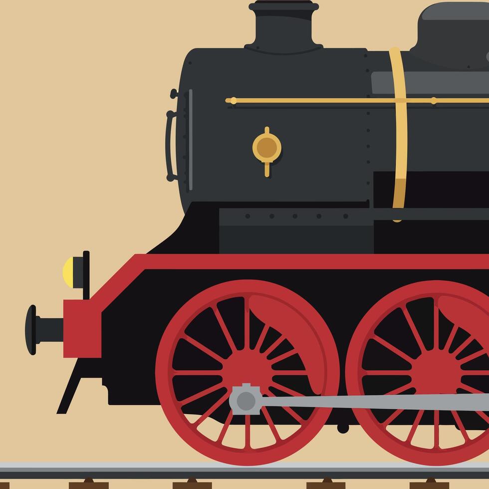 Vintage Steam Train Locomotive Front Section with Red Wheels Illustration vector