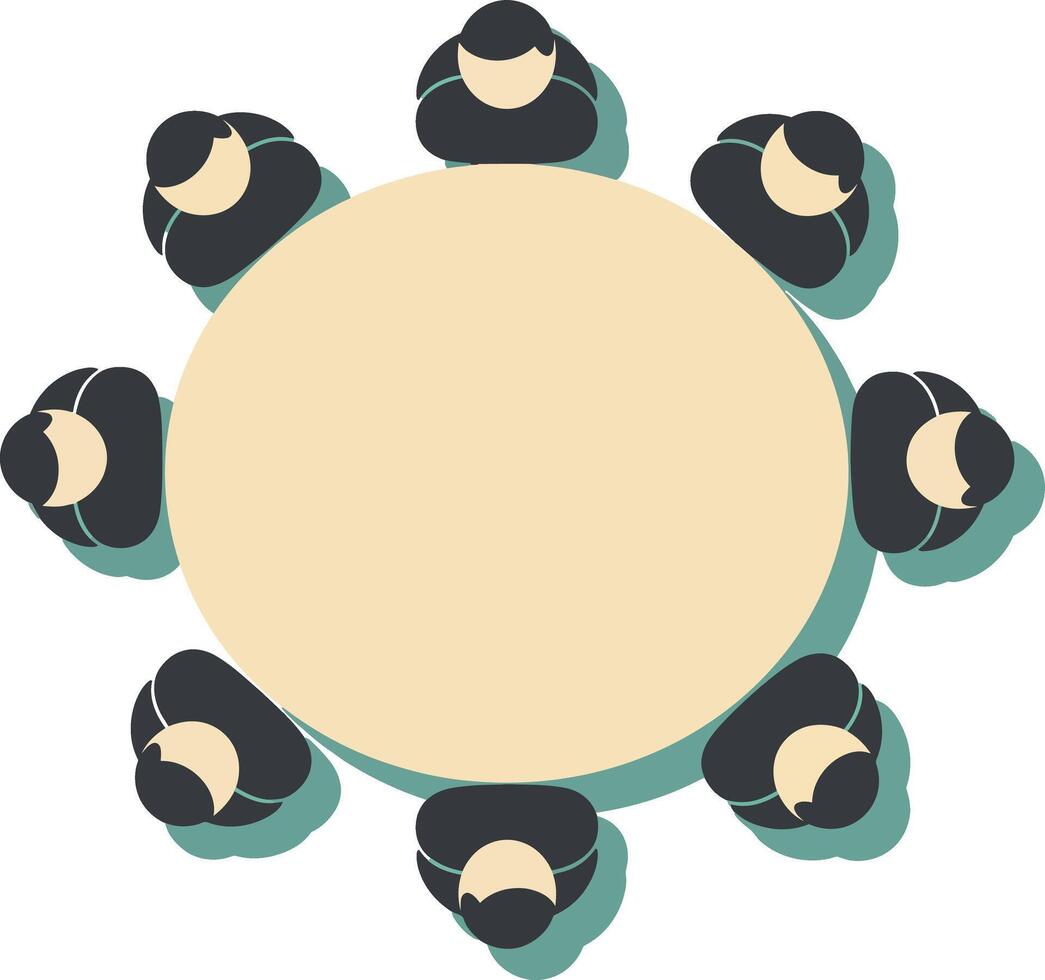 Business meeting teamwork collaboration round table overhead view illustration vector