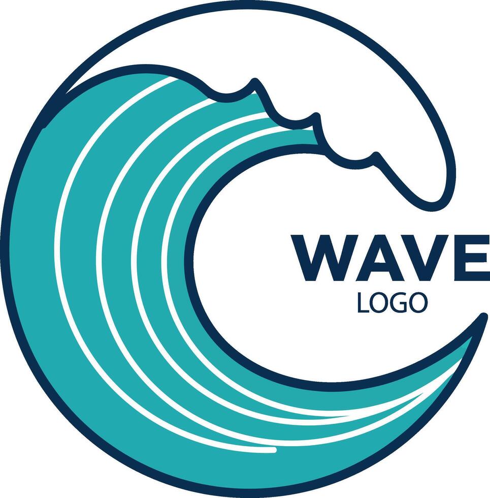 Wave logo design with blue and white ocean wave icon for brand identity and marketing materials vector