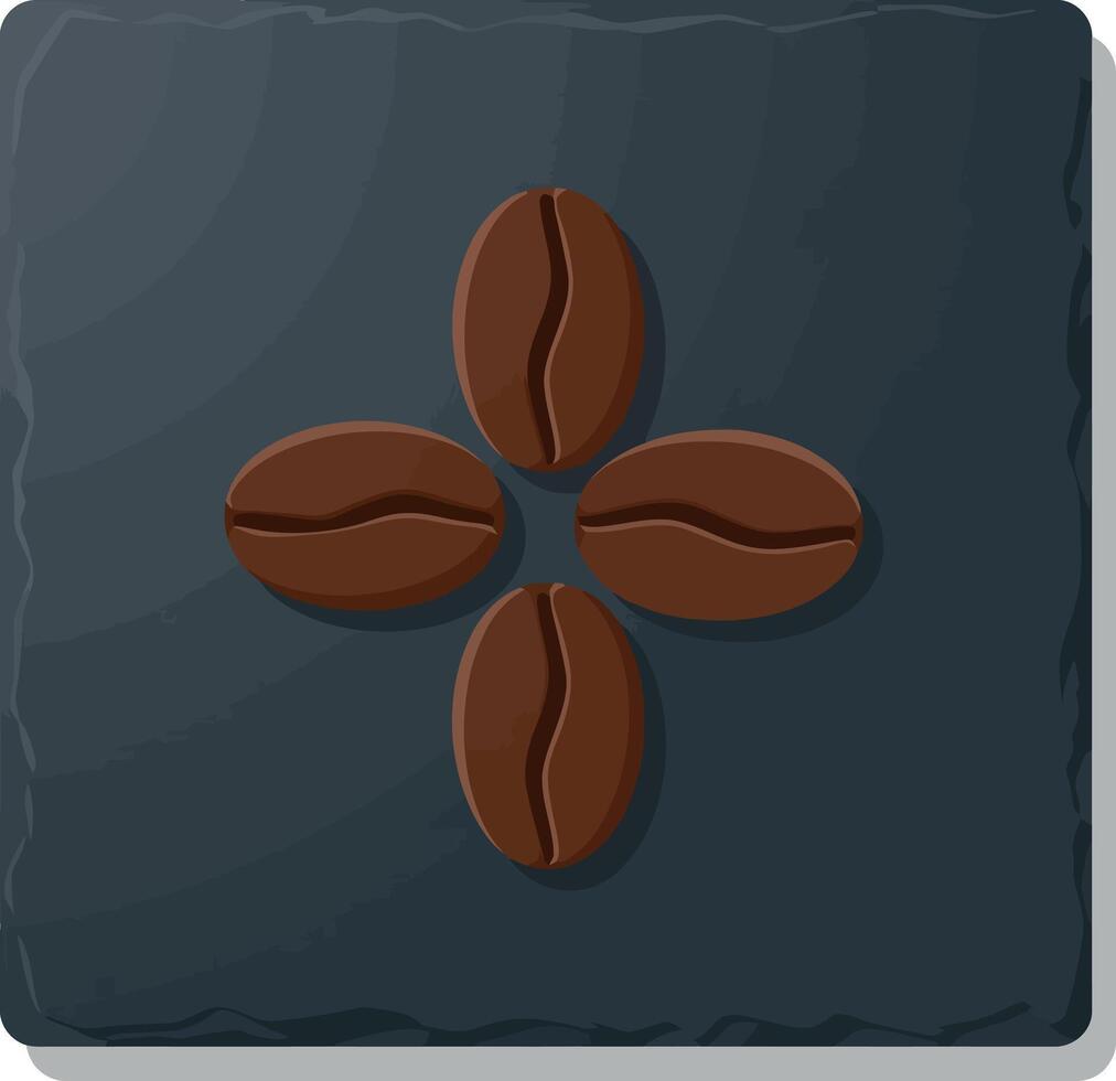 Coffee Beans Icon in Dark Square Background with Shadow Effect Illustration vector