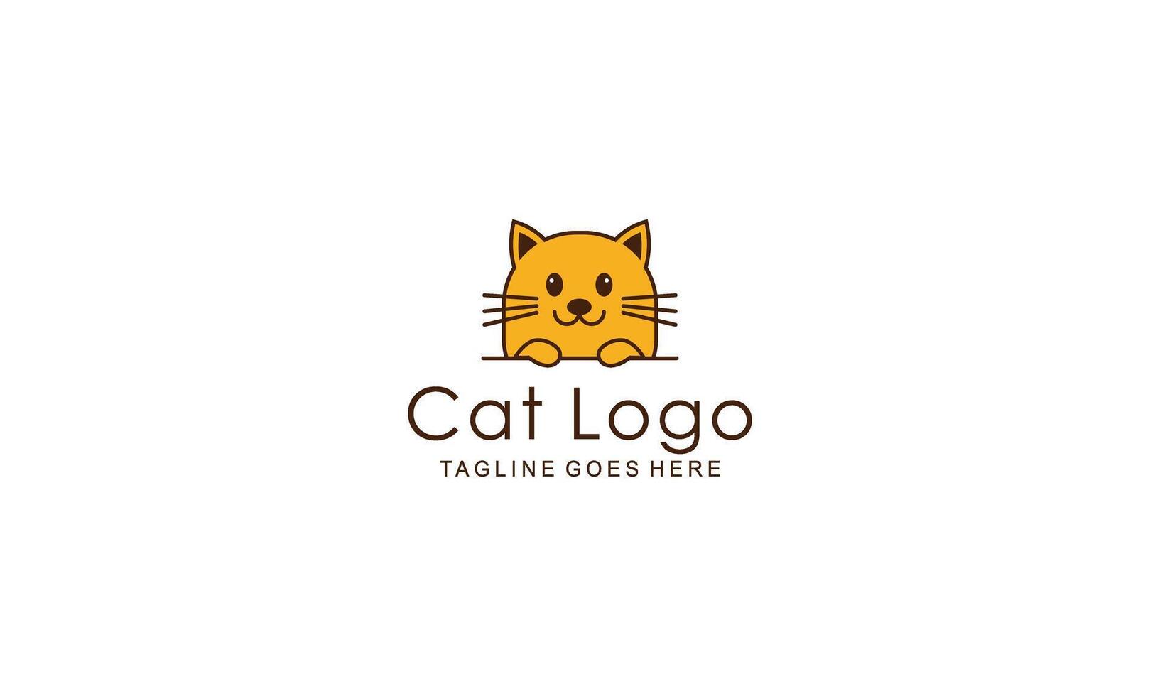 cat logo. cute cat with line. vector