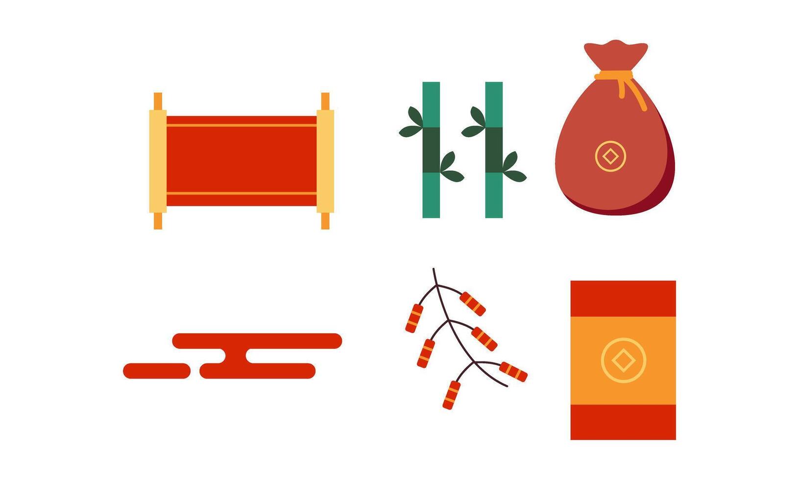 Chinese elements and ornaments isolated set vector