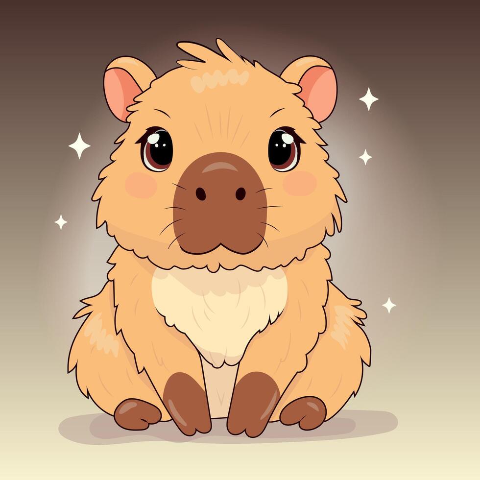 Cute cartoon-style capybara vector