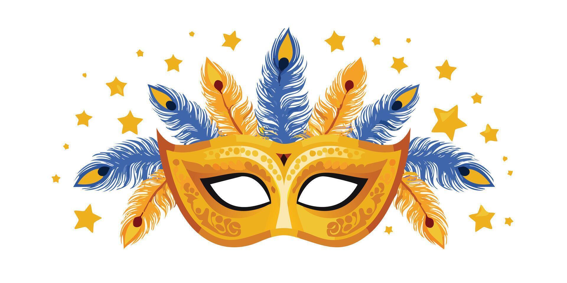 A carnival mask with feathers and stars vector