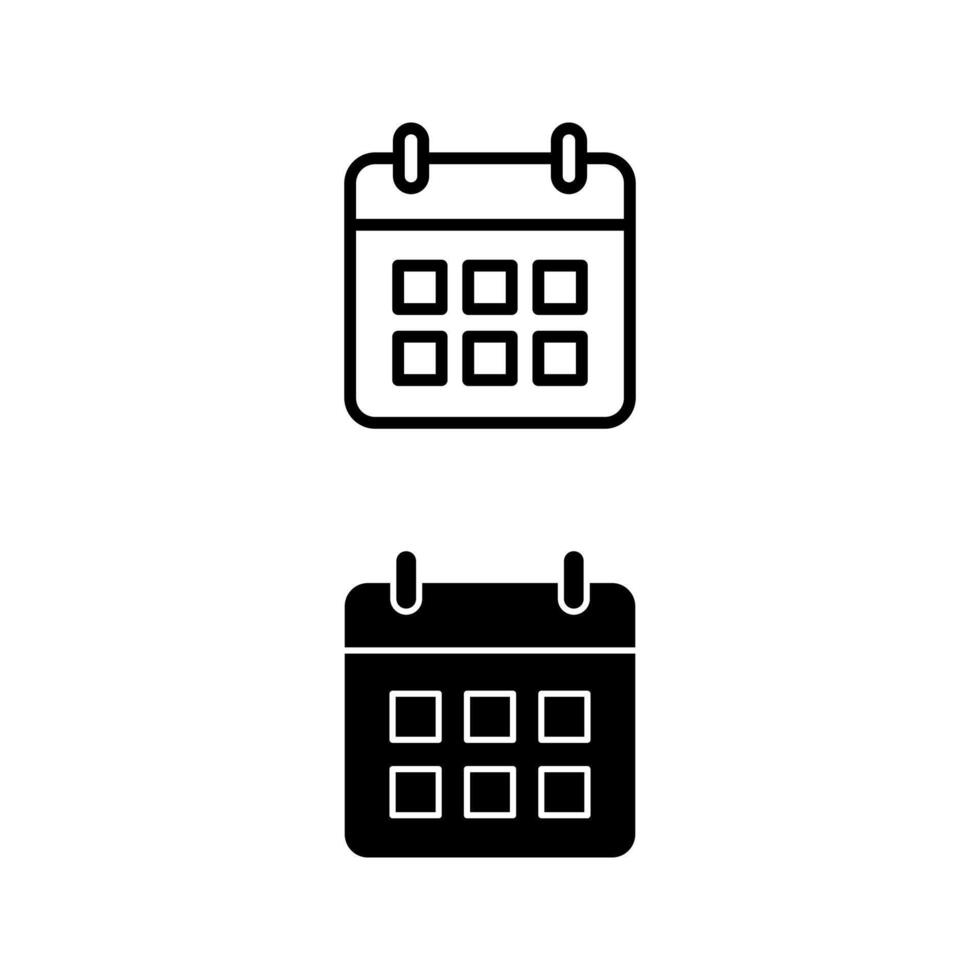 Calendar Icon Set, Outline and Solid Styles vector