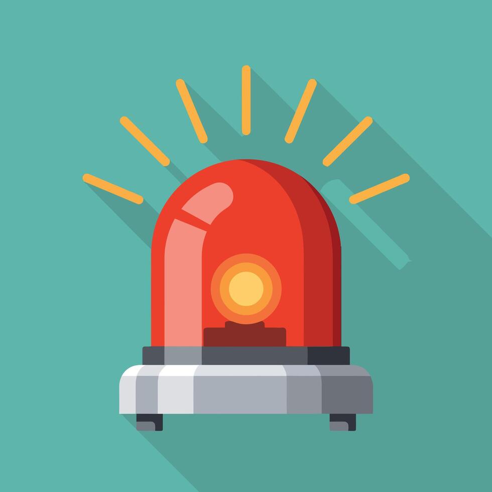 Red Emergency Siren with Long Shadow Illustration for Alert or Warning Signals vector