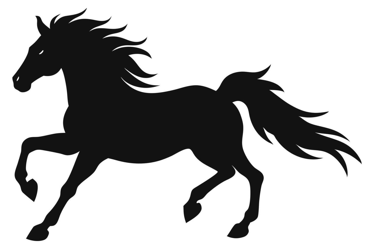Galloping Horse Silhouette Icon Wild Stallion Running art vector