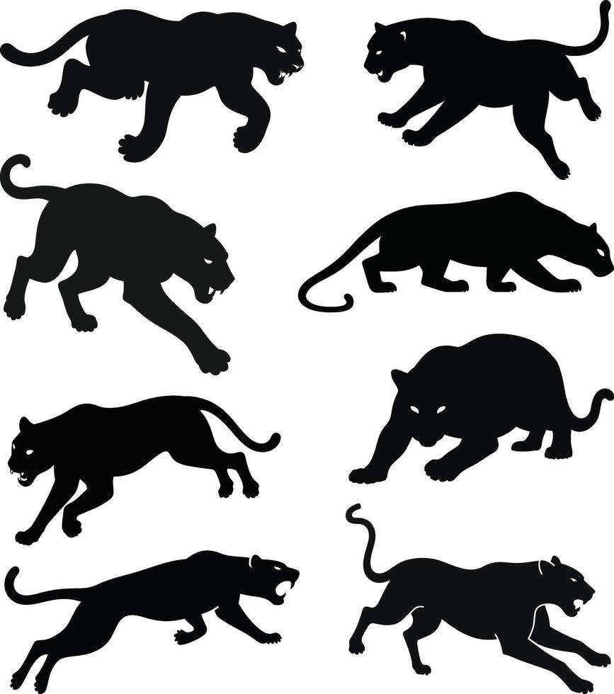 Panther silhouettes illustration vector