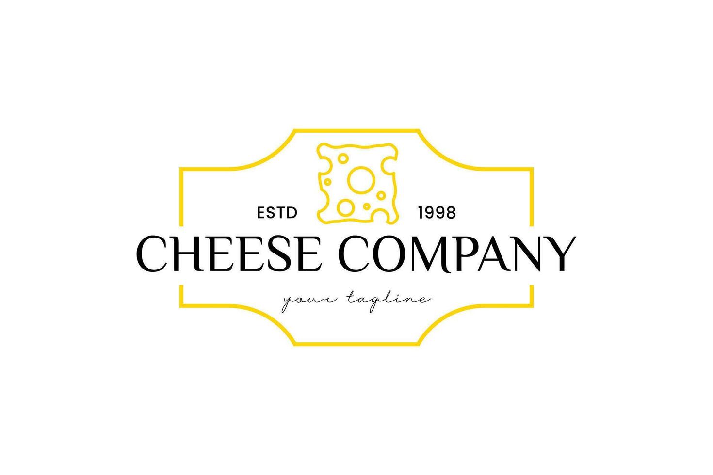 Classic cheese wedge logo design for artisanal brands, cheese shops, or gourmet markets. vector