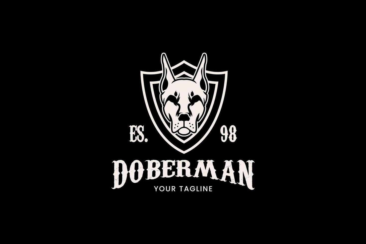 Modern Doberman emblem for strong, professional, and protective identity design. vector