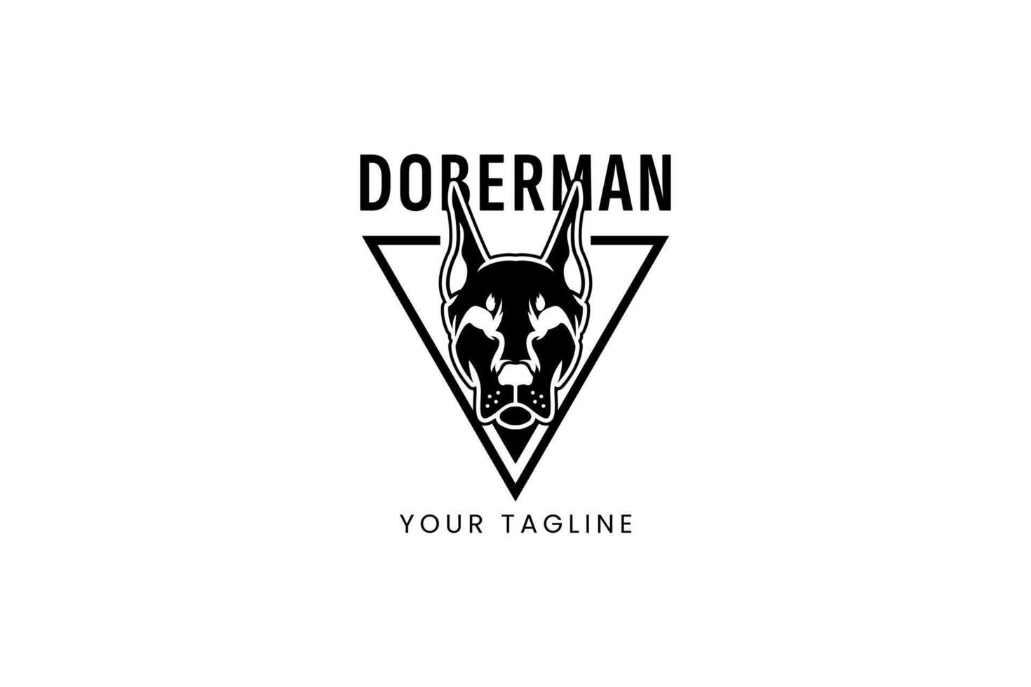 Stylish Doberman outline logo with sharp lines and bold attitude. Great for branding. vector