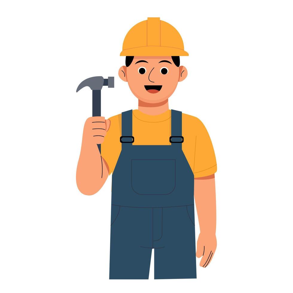 Flat illustration of construction worker for Labor Day vector