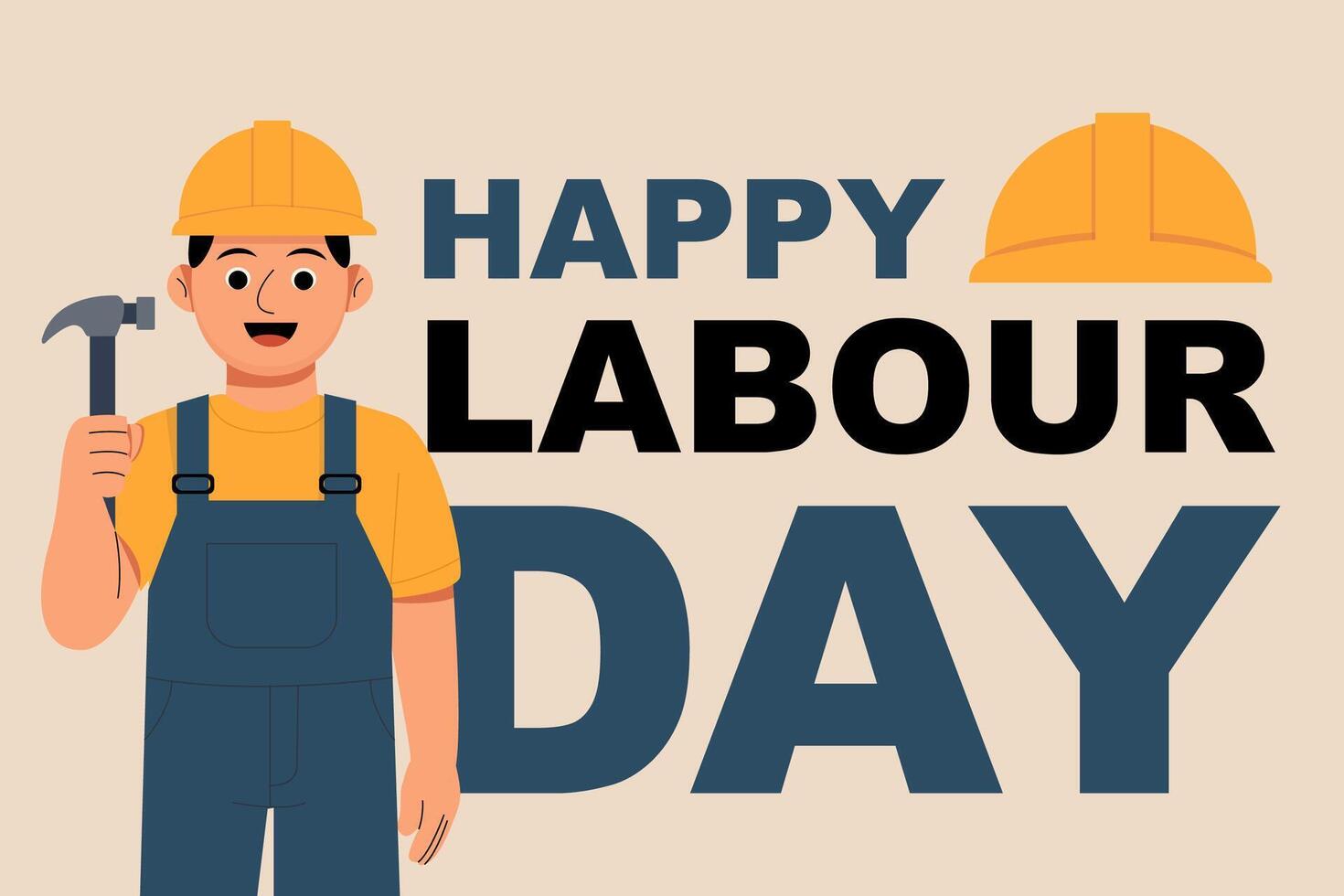 Labour Day illustration with builder vector