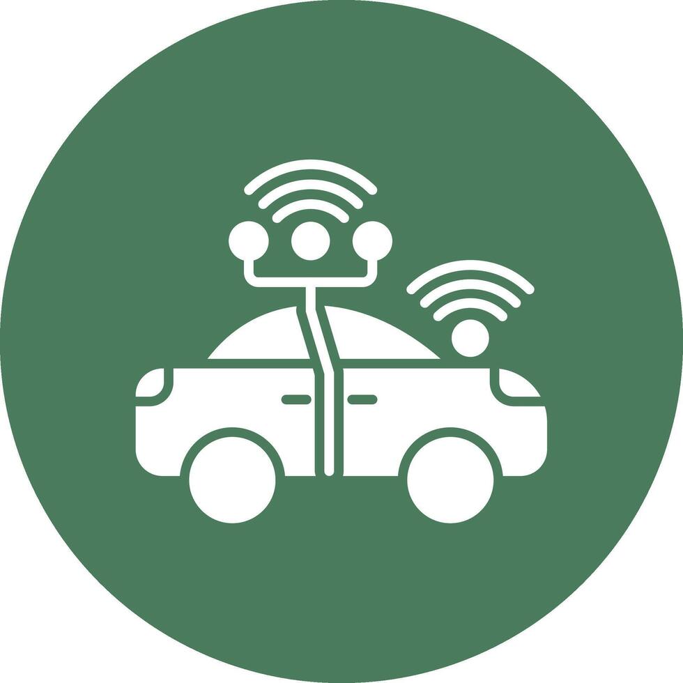 Autonomous Car Rounded Line Illustration vector