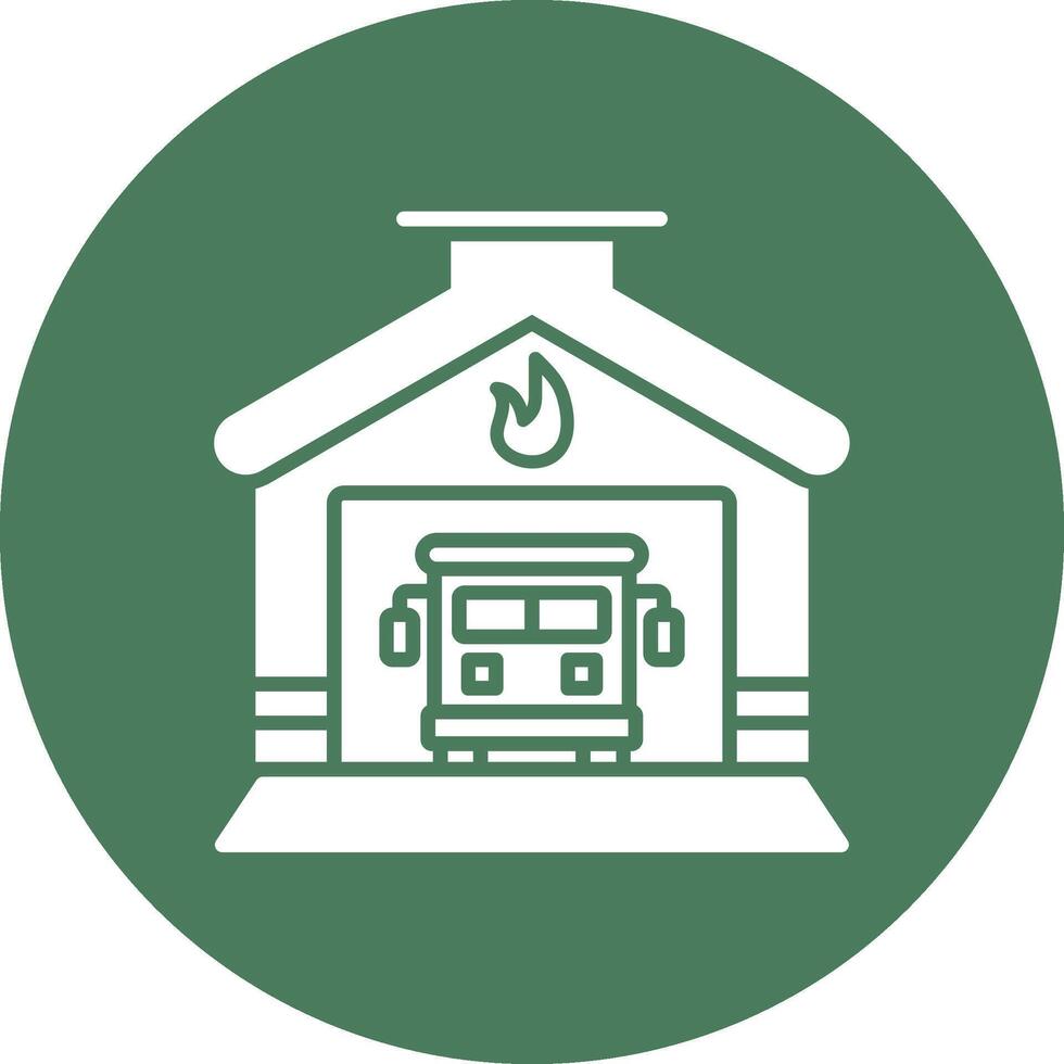 Fire Station Mono Icon Symbol vector