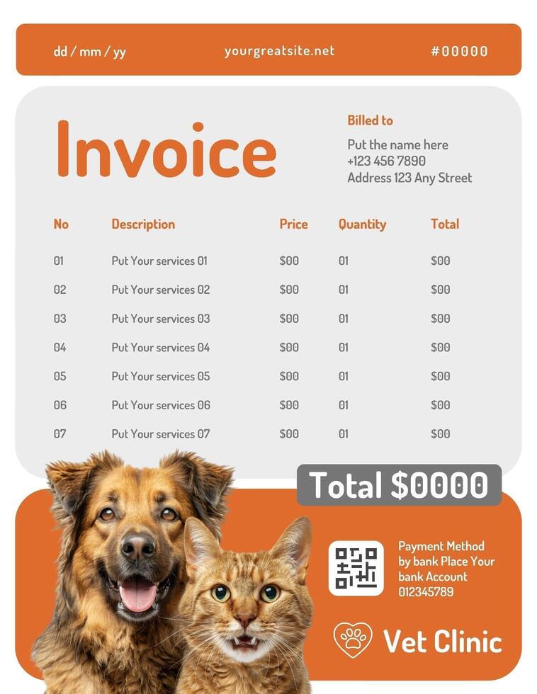 Orange Vet Invoices Template