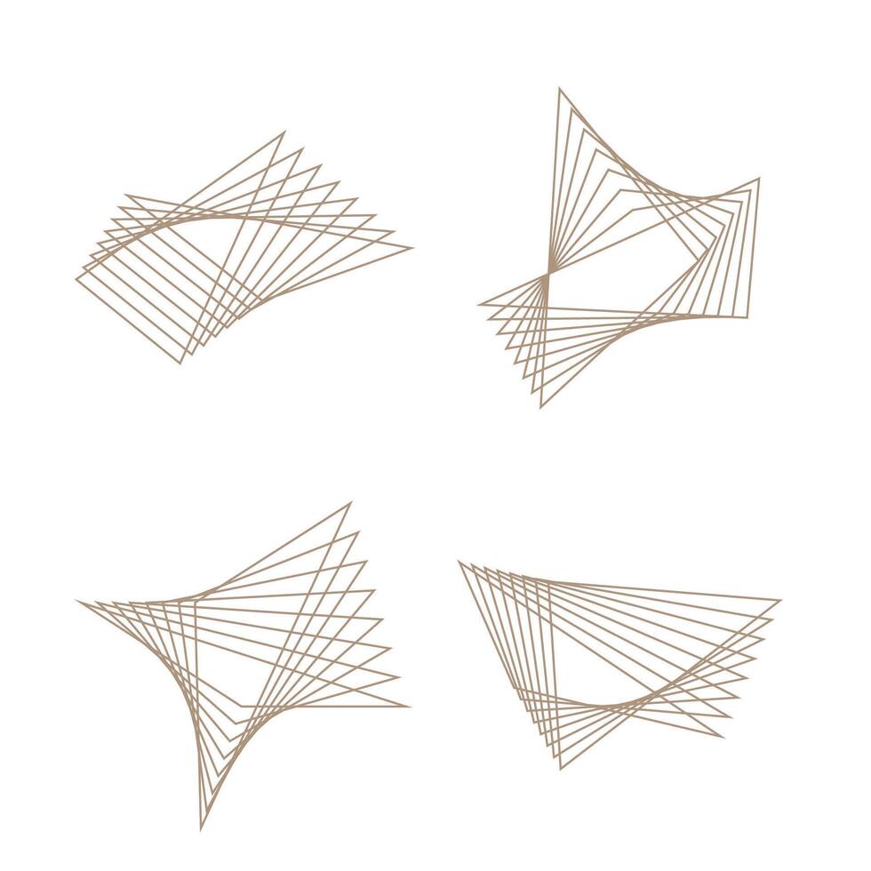 Brown blend triangle lines set isolated. vector