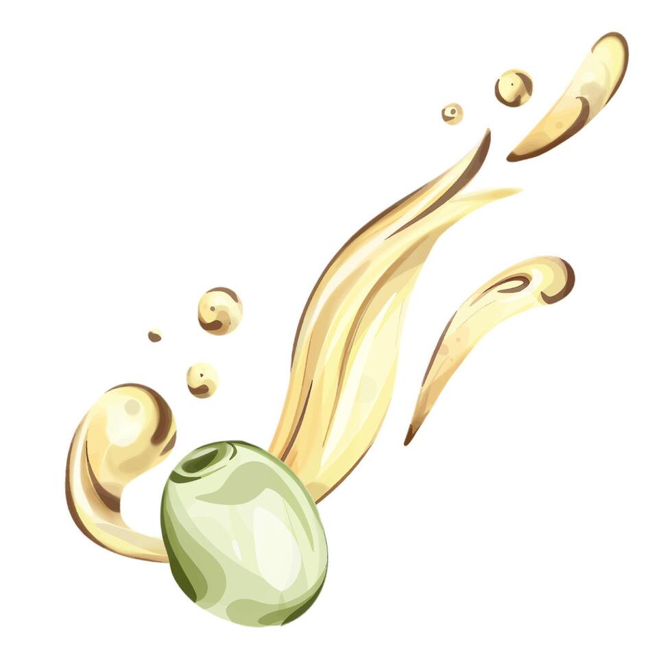 Illustration of olives and olive oil in watercolor showcasing the essence of Italian cuisine and nature vector