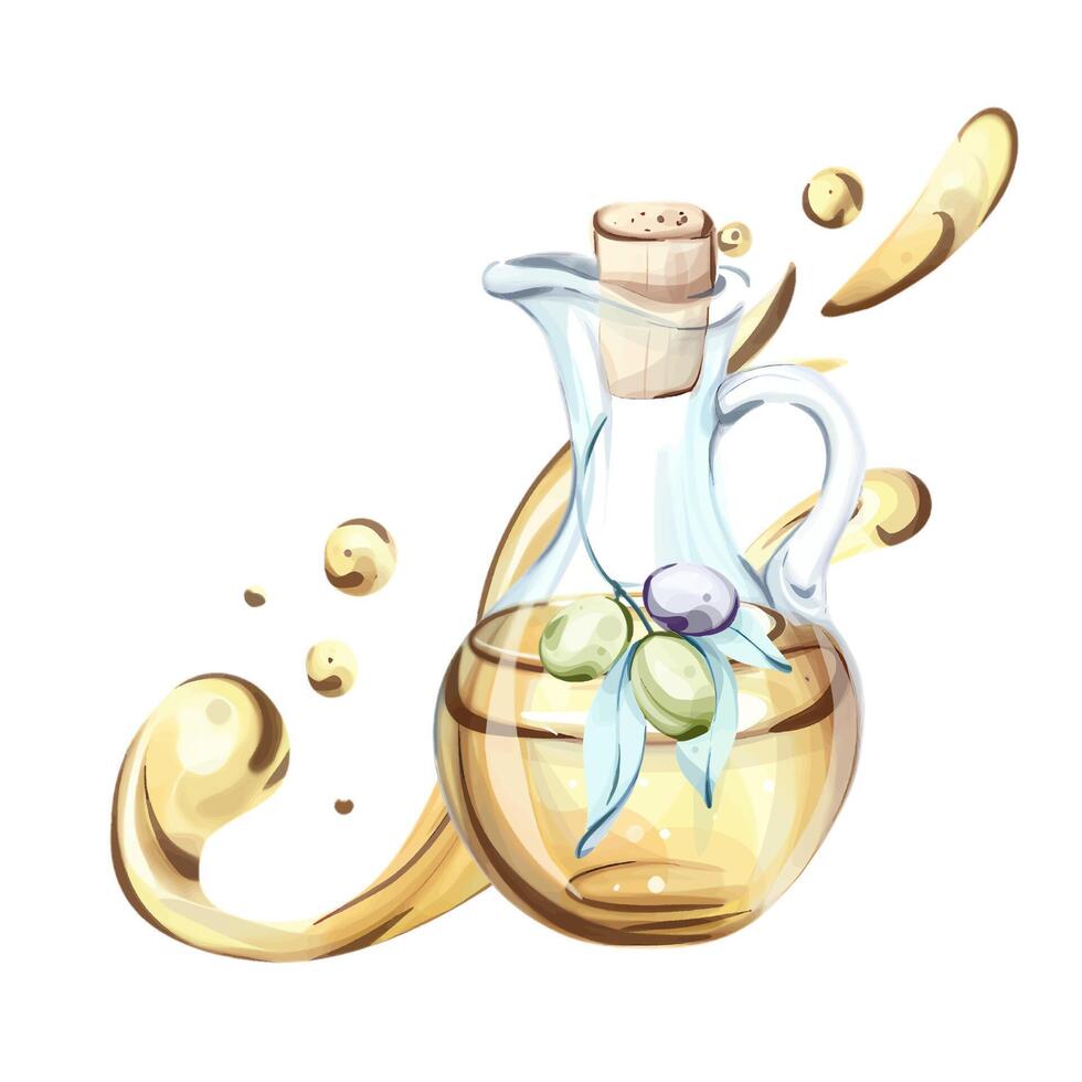 Exploring the beauty of olives and olive oil with watercolor art inspired by Italian cuisine vector