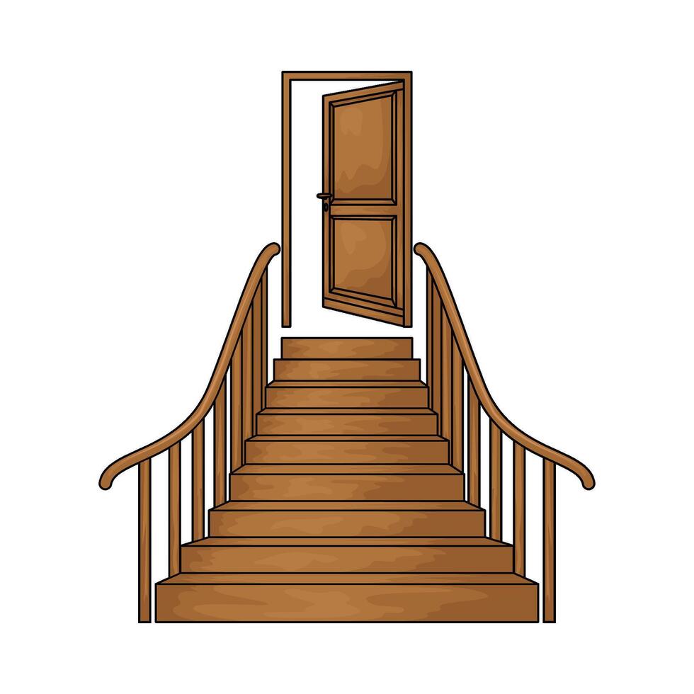 Luxury wooden ladder vector
