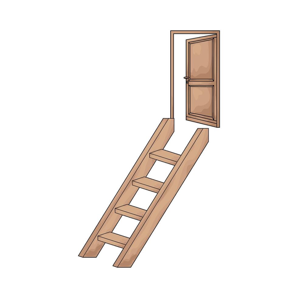 old wood ladder vector