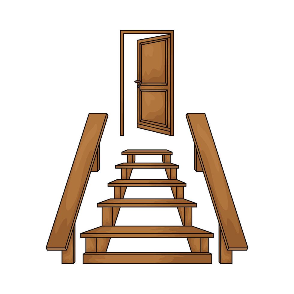 old wooden stairs vector