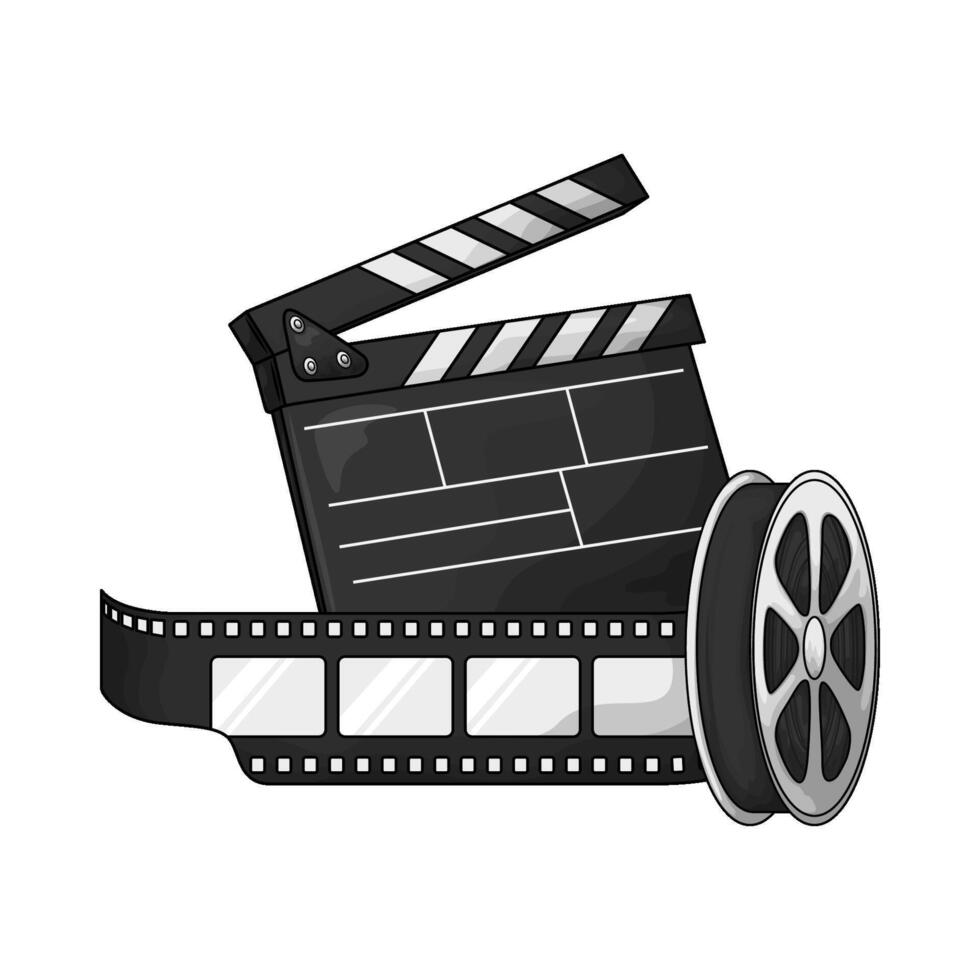 clapperboard with film reel vector