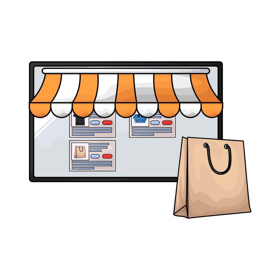 marketplace with paper bag vector