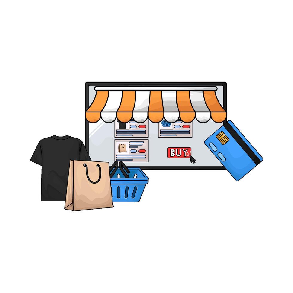 checkout clothes on the marketplace vector