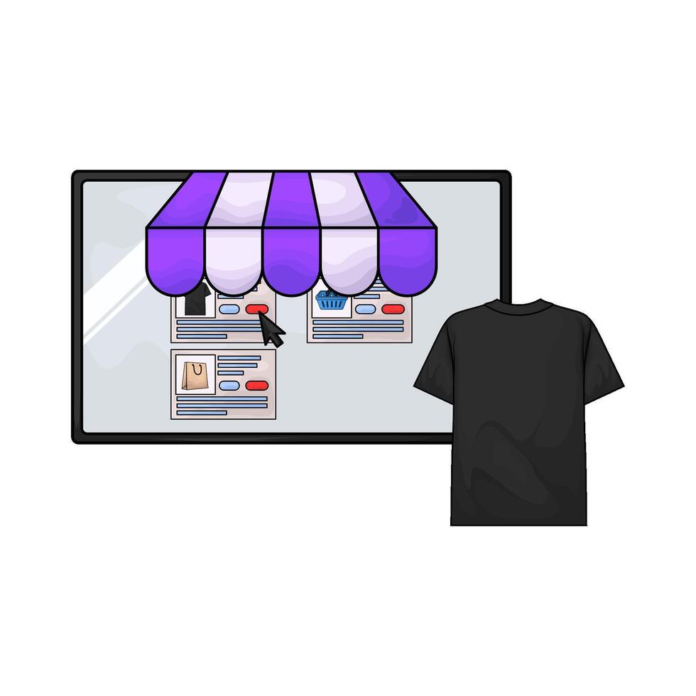 illustration of marketplace with t-shirt vector