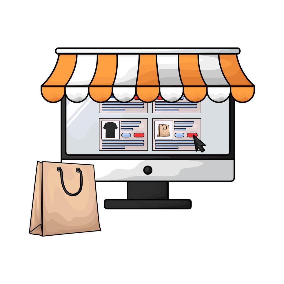 illustration of shopping on the marketplace vector