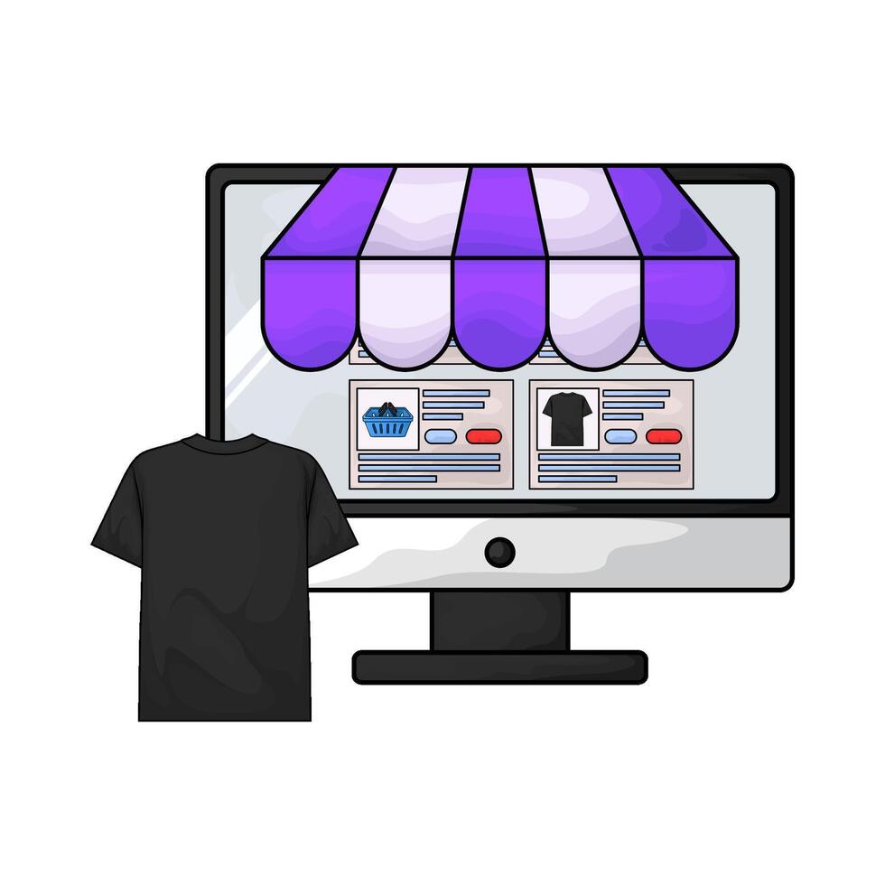shopping on the marketplace vector