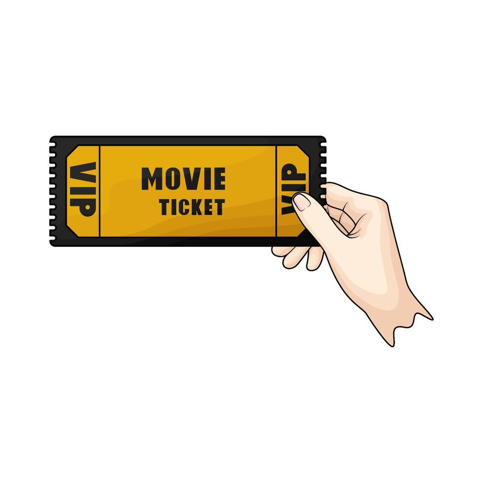 vip movie ticket on hands vector