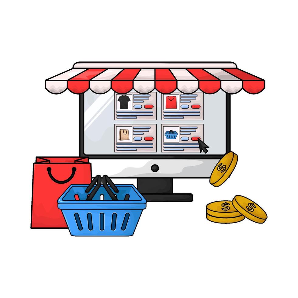 Marketplace with coins vector