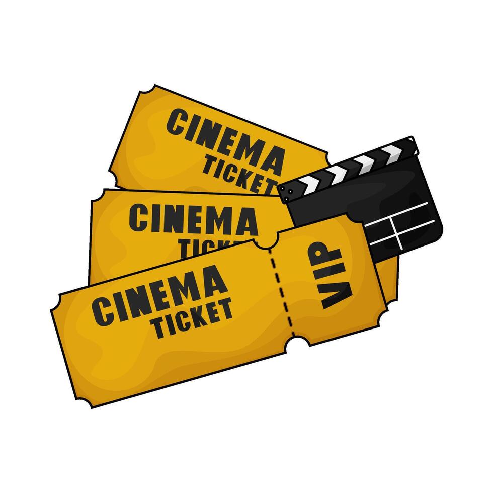 three vip cinema tickets vector