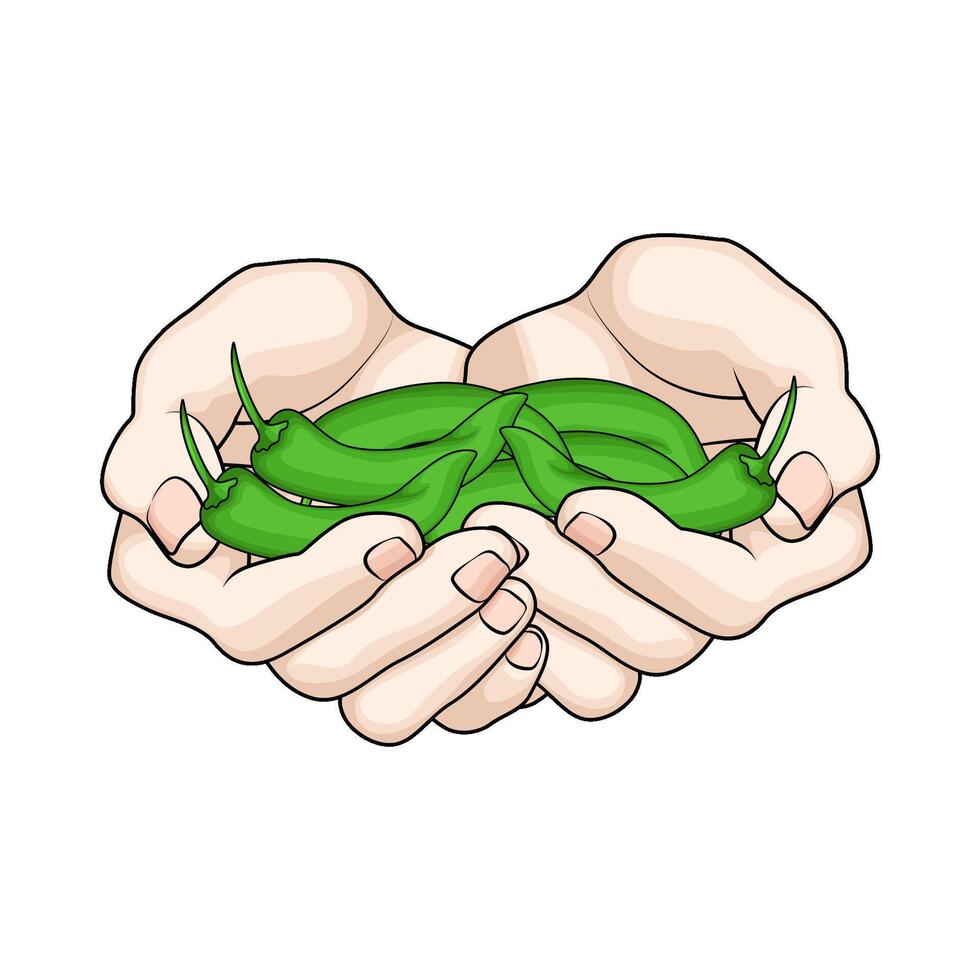 chili in hand illustration vector