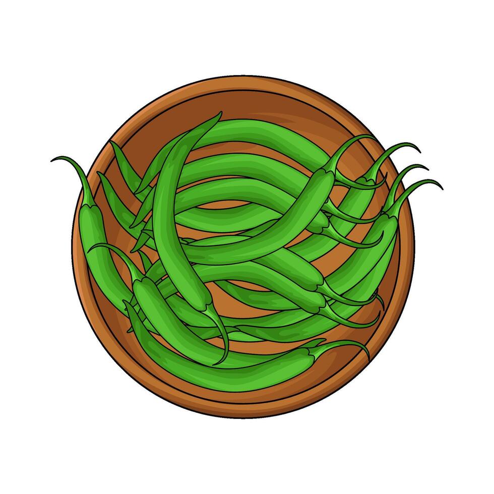 illustration of bowl of green chili pepper vector