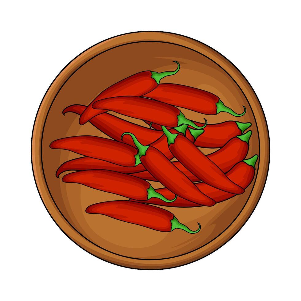 bowl of red chili pepper vector
