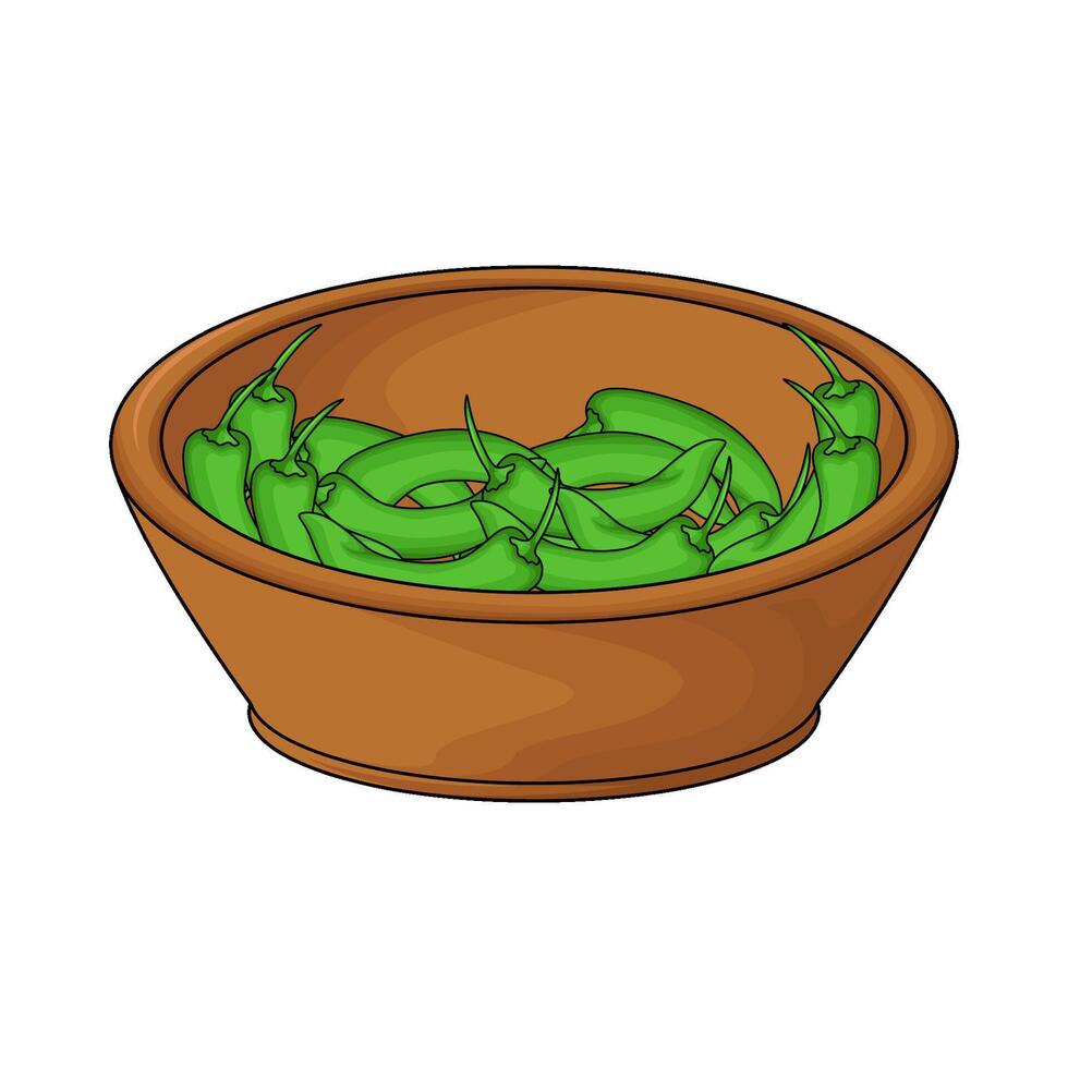 bowl of green chili pepper vector