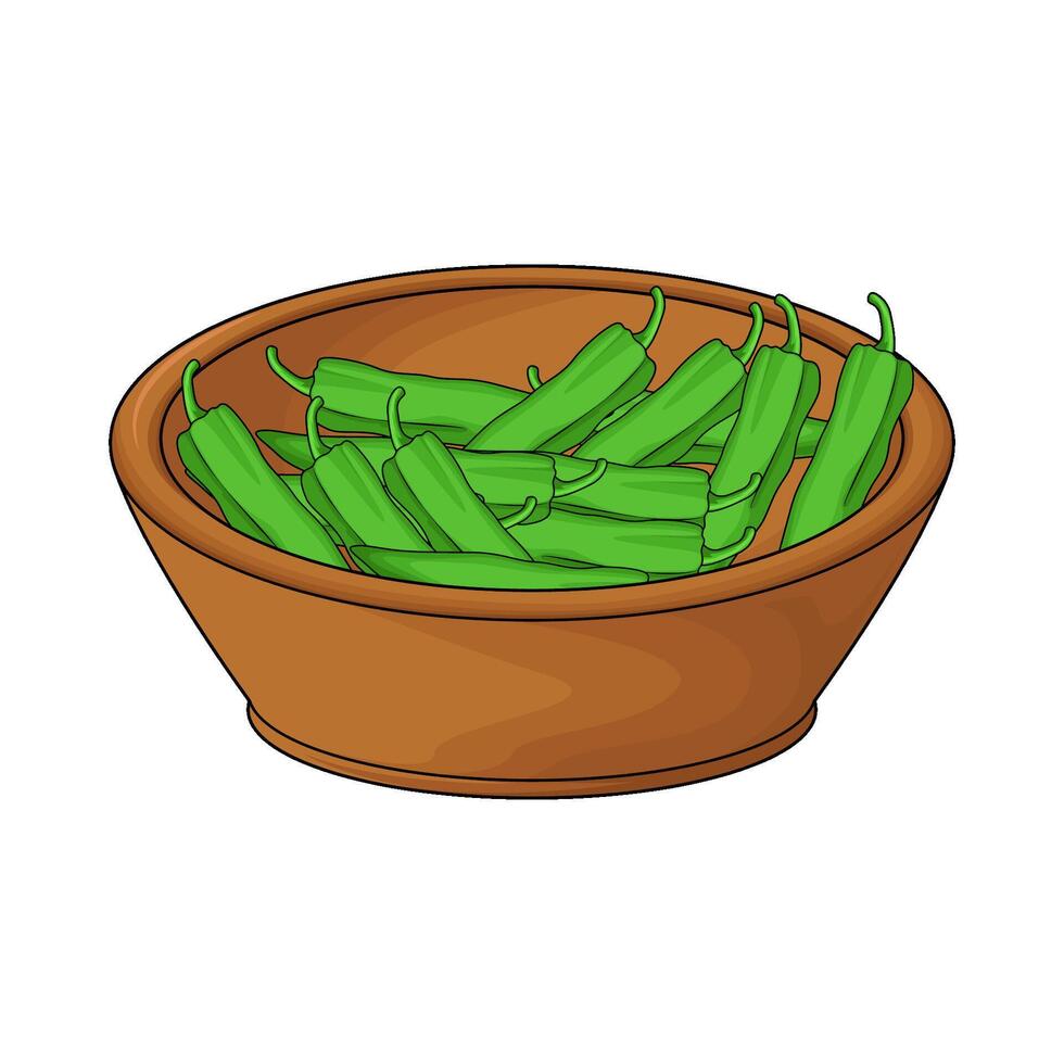 bowl of green chili illustration vector