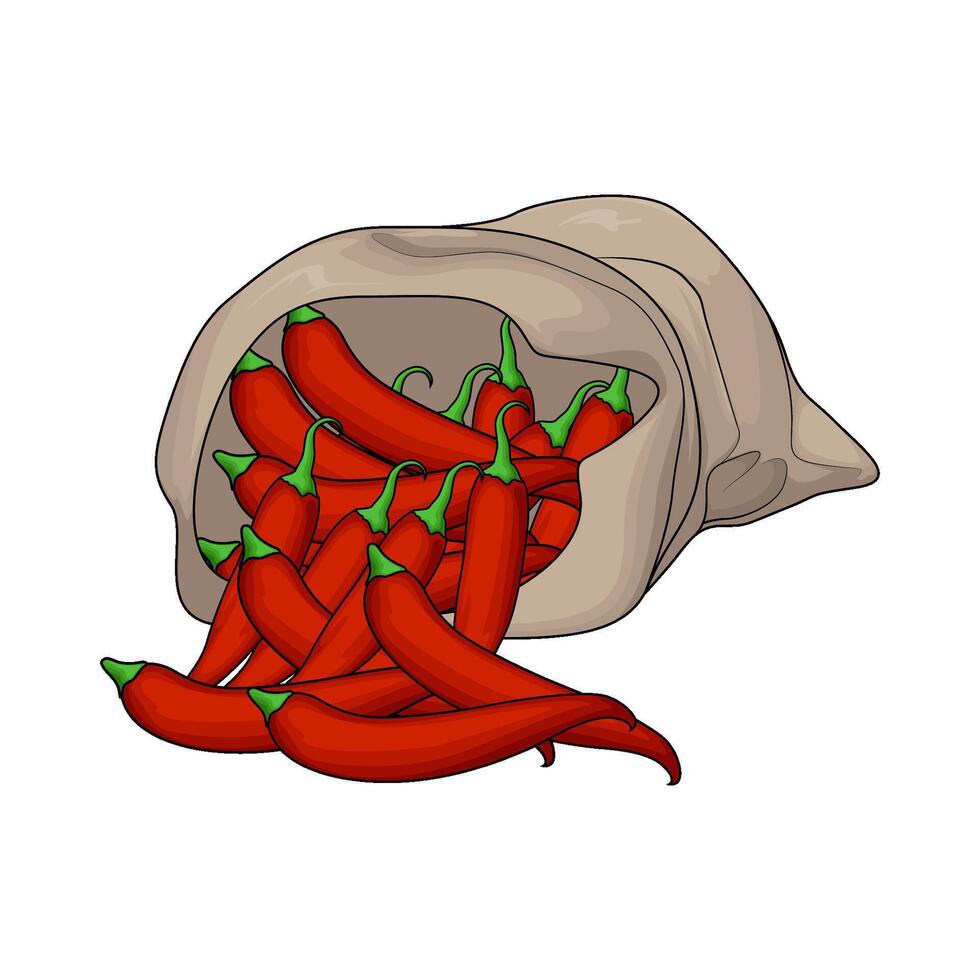 illustration of chili in sack vector