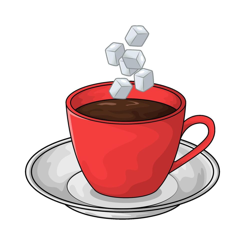 coffee with sugar cube illustration vector