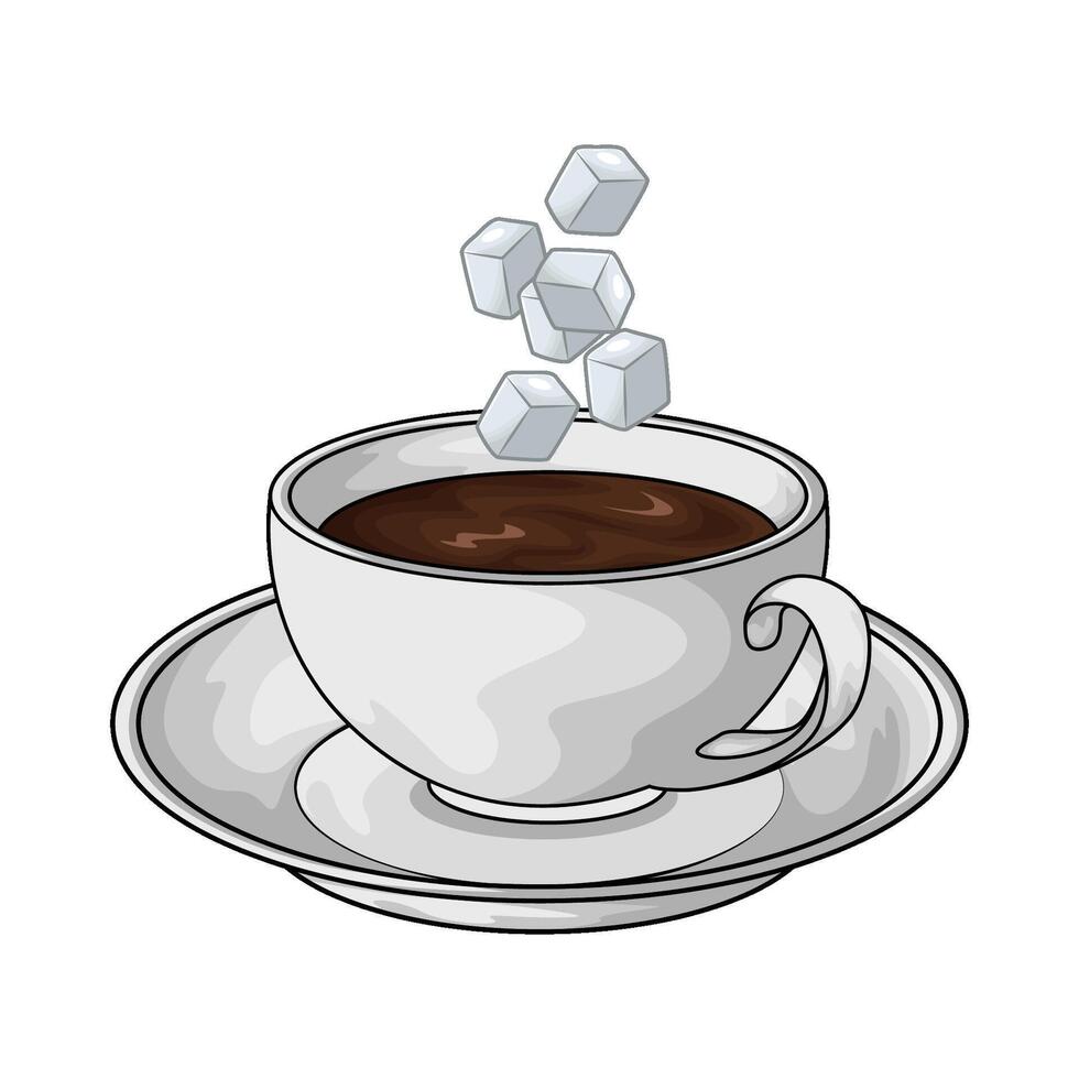 illustration of coffee with sugar cube vector
