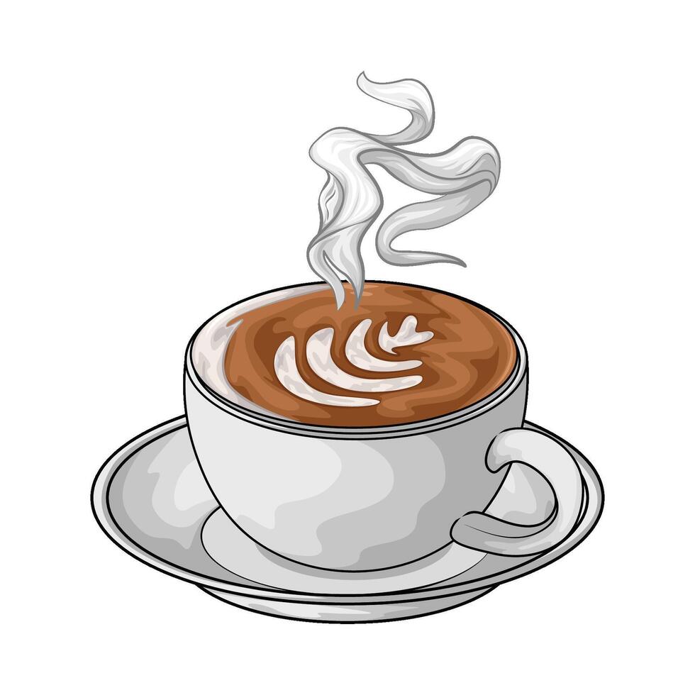 coffee latte in a white glass vector