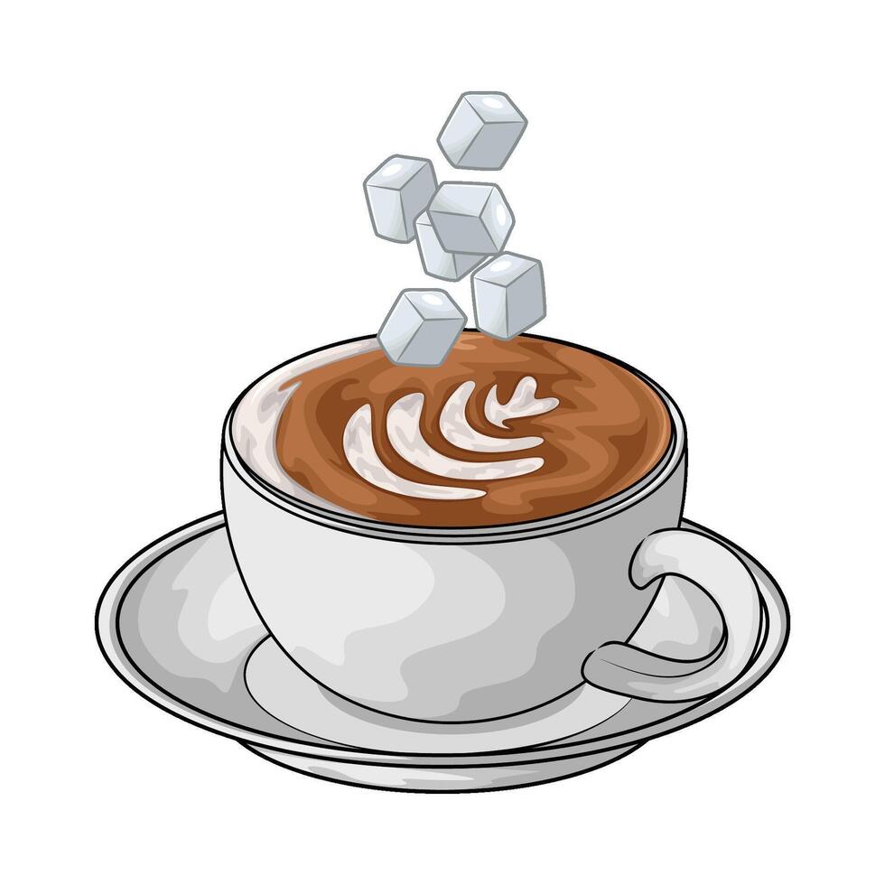 illustration of coffee latte in a white glass vector