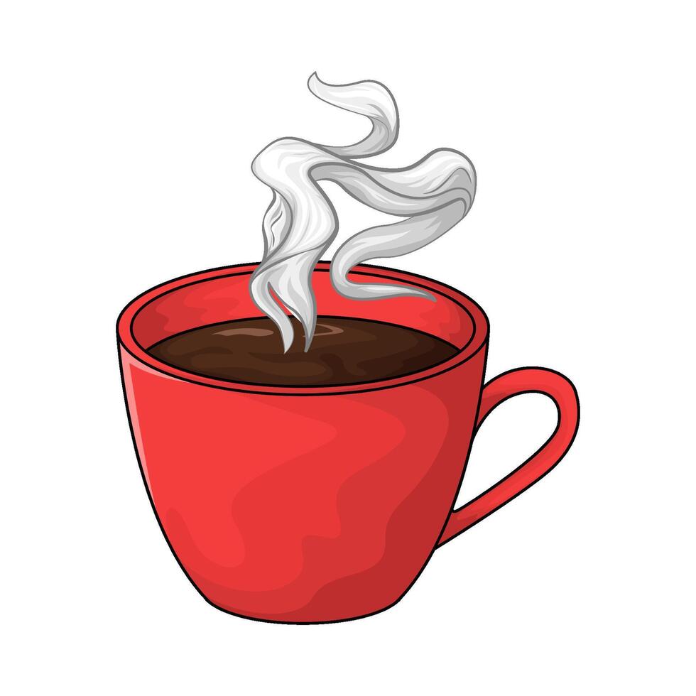hot coffee in a red cup vector