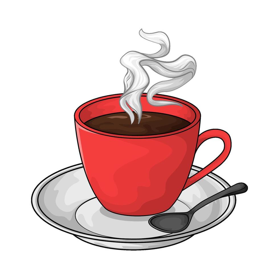 coffee cup with spoon vector