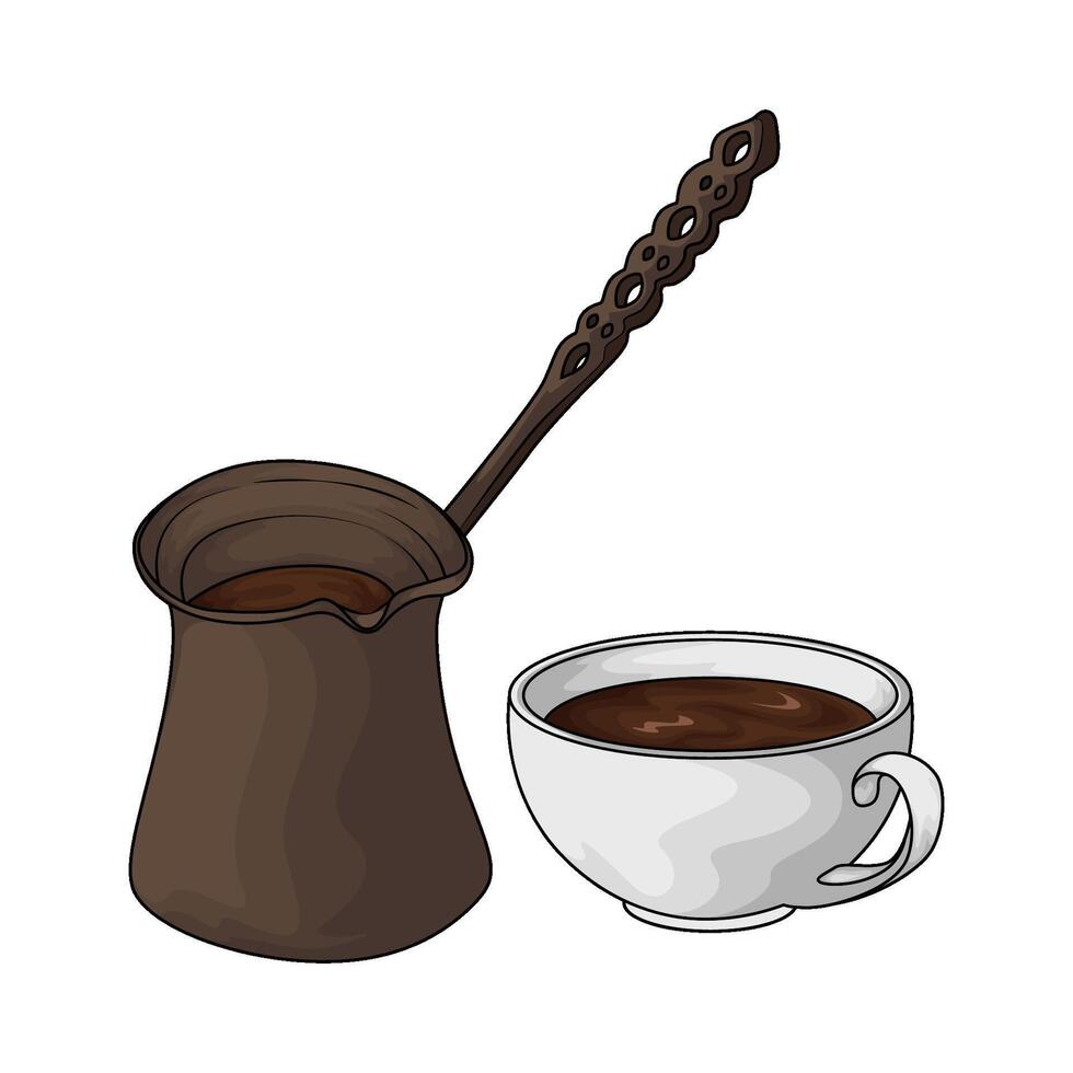 coffee cup with cezve vector
