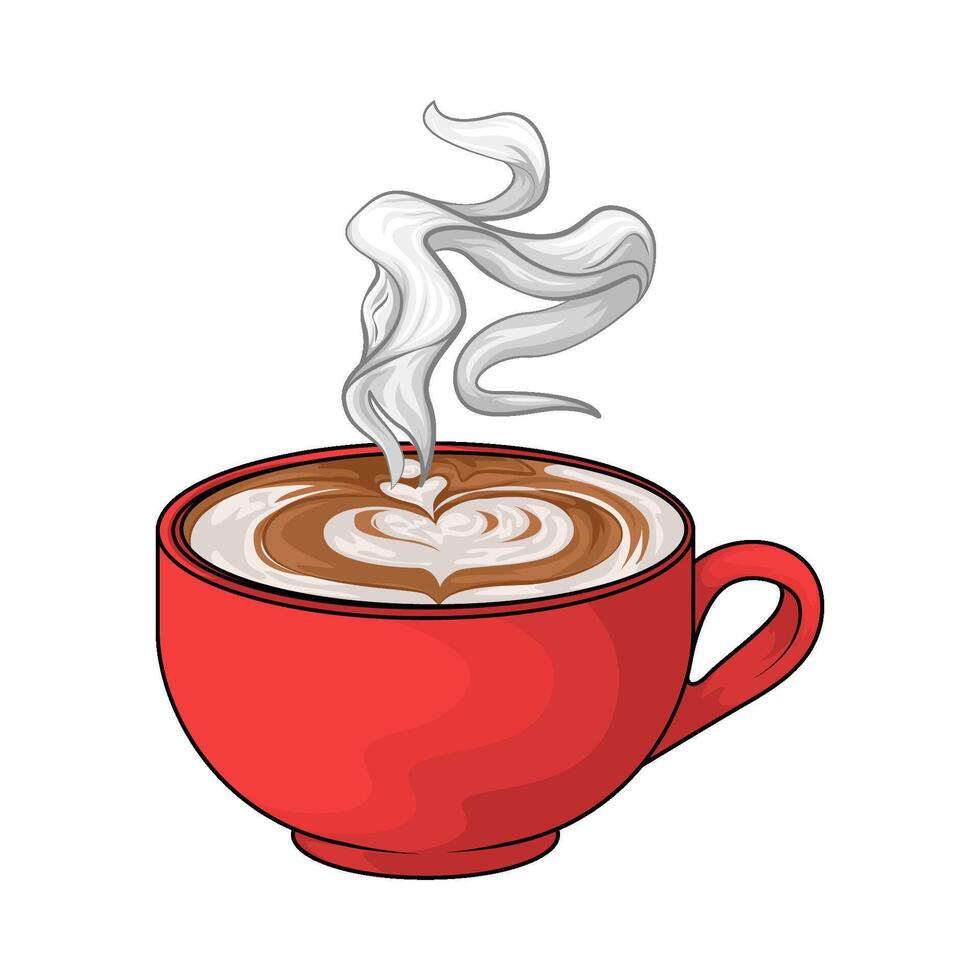 coffee latte in a red cup vector