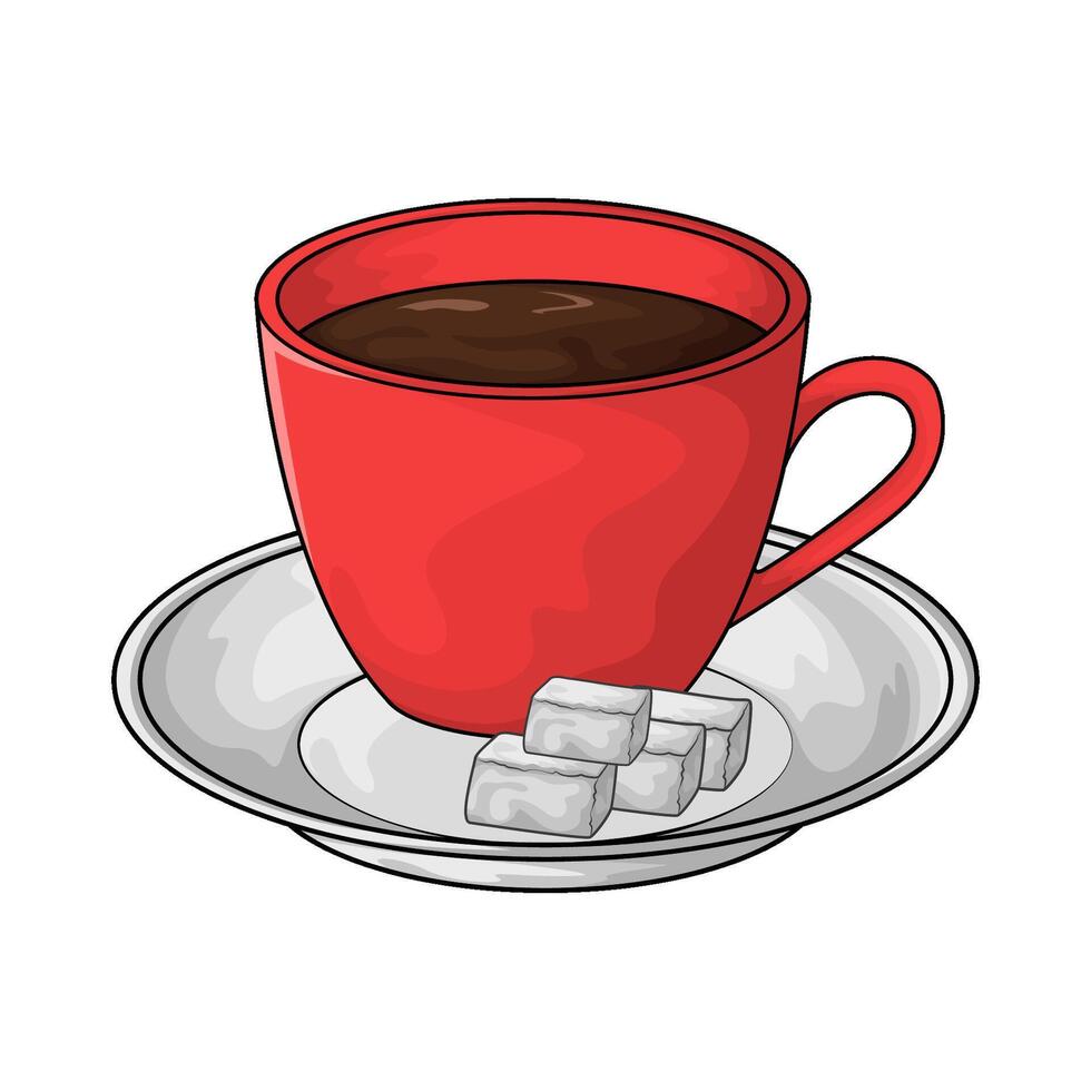 illustration of coffee and sugar cube vector